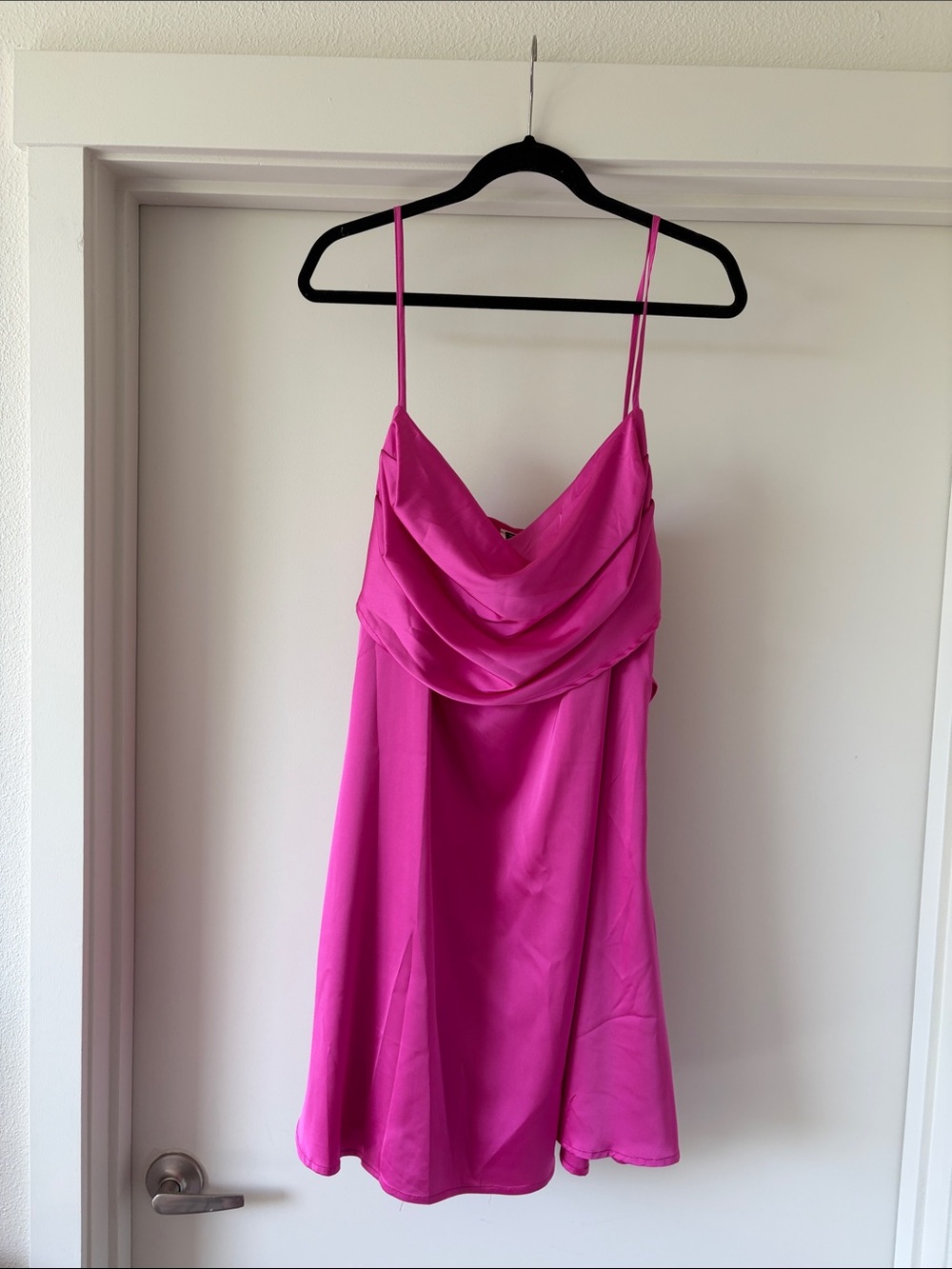 Bright Pink Cowl Neck Mini Dress
